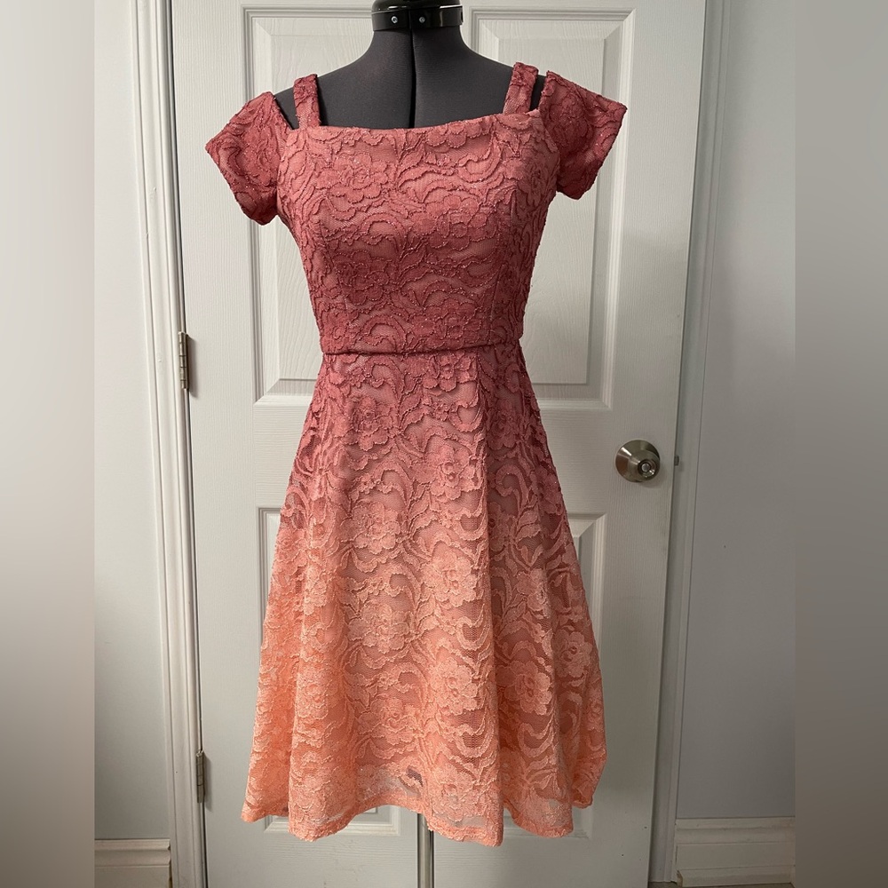 Pink Ombré Le Chateau Dress High-Low Hem Sparkly Prom Party XS - Picture 6 of 16